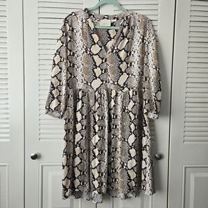 Maeve Anthropologie Women's Size Medium Juno Tan Python Snake Print Dress #147